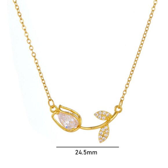 18K Gold Plated Tulip Necklace – Waterproof, Sweat-Proof & Tarnish-Resistant - Picture 1 of 2